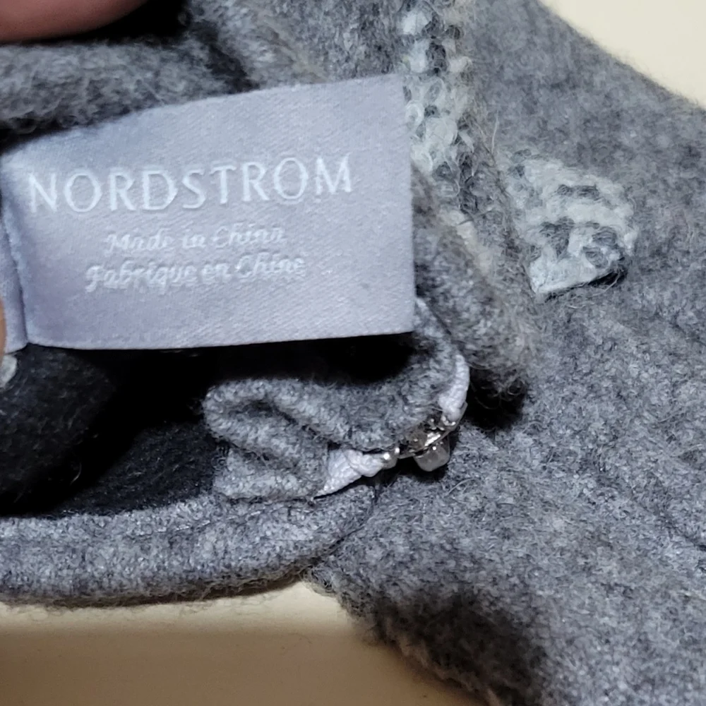Nordstrom Marled Grey Wool Blend Touch Screen Gloves Women's Large